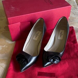 Valentino Elegant Black Heels with Floral Detail